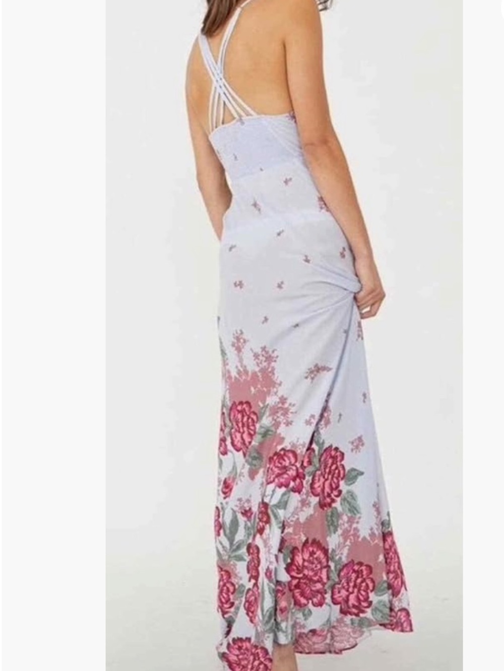 Free People Women Get to You Printed Maxi Dress Hydrangea Combo Size S